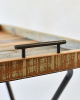 Close up of handle detail on recycled metal folding table