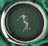 Close-up of the Footballer on the Whiskey Flask