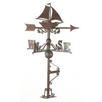Rustic Sail Boat Weathervane on the Universal Bracket Vertically