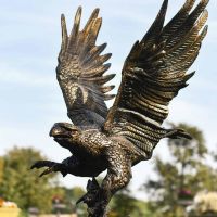 Freestanding "Jaspar" Cast Aluminium Golden Eagle & Fish Garden Sculpture