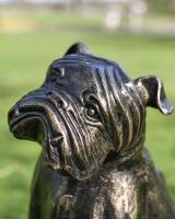 Close-Up of Freestanding Cast Aluminium Sitting Bulldog Garden Sculpture
