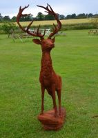 "Lednoch Glen" Stag On Rock Iron Sculpture