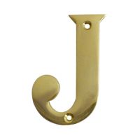 Polished brass face fix letter J