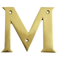 Polished brass face fix letter M