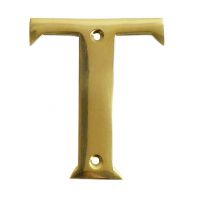 Polished brass face fix letter T