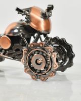 close up of recycled metal art sculpture