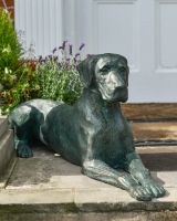 Front view of dog garden statue