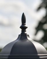 Close up of finial on top of Intricate Frosted Glass Pillar Light