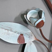 Close-up of the Rustic Blue Finish on the Leaf and Flower