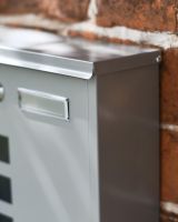 Close-up of the Galvanised Steel Silver Finish on the Wall Mounted Post Box  Close-up of the Galvanised Steel Silver Finish on the Wall Mounted Post Box