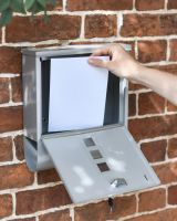 Lockable Front Open onGalvanised Steel Silver Wall Mounted Post Box with Lock & Newspaper Holder Lockable Front Open onGalvanised Steel Silver Wall Mounted Post Box with Lock & Newspaper Holder