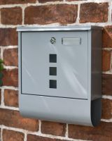 Situ Shot of Galvanised Steel Silver Wall Mounted Post Box with Lock & Newspaper Holder Situ Shot of Galvanised Steel Silver Wall Mounted Post Box with Lock & Newspaper Holder