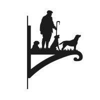 Game Season "Labrador Trio" Steel Hanging Basket Bracket on White Background