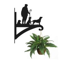 Game Season "Labrador Trio" Steel Hanging Basket Bracket with Planter