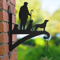 Steel Hanging Basket Bracket with Game Season "Labrador Trio" Motif