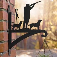 Steel Hanging Basket Bracket with Game Season "Cocker Spaniel and Labrador" Topper