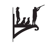 Game Season Two People "Labrador Pair" Steel Hanging Basket Bracket on White Background Game Season Two People "Labrador Pair" Steel Hanging Basket Bracket on White Background