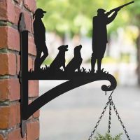 Steel Hanging Basket Bracket with Game Season Two People "Labrador Pair" Motif Steel Hanging Basket Bracket with Game Season Two People "Labrador Pair" Motif