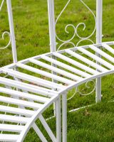 "Kensington" Domed Wrought Iron Gazebo - Vintage Cream Close up of Curved Bench