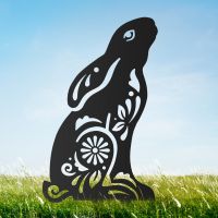 Gazing Hare "Floral Twist" Sheet Steel Silhouette in Black Finish in Situ Gazing Hare "Floral Twist" Sheet Steel Silhouette in Black Finish in Situ