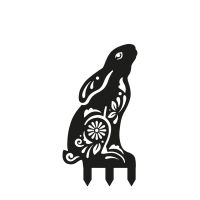 Gazing Hare "Floral Twist" Sheet Steel Silhouette in Black Finish with Spikes Gazing Hare "Floral Twist" Sheet Steel Silhouette in Black Finish with Spikes