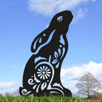 Gazing Hare "Floral Twist" Sheet Steel Silhouette in Black Finish Gazing Hare "Floral Twist" Sheet Steel Silhouette in Black Finish