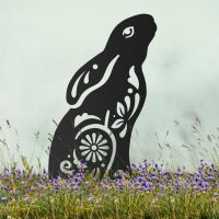 Black Sheet Steel Silhouette with Gazing Hare "Floral Twist" Design in Situ Black Sheet Steel Silhouette with Gazing Hare "Floral Twist" Design in Situ