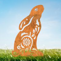 Rustic Sheet Steel Silhouette with Gazing Hare "Floral Twist" Design Rustic Sheet Steel Silhouette with Gazing Hare "Floral Twist" Design