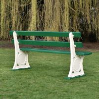 Rear of Traditional Metal & Wood Bench finished in Cream & Green Rear of Traditional Metal & Wood Bench finished in Cream & Green