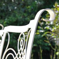 Cream Wrought Iron Garden Bench Scrolled Finials Cream Wrought Iron Garden Bench Scrolled Finials