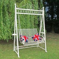 Briar Rose garden swing seat finished in Cream