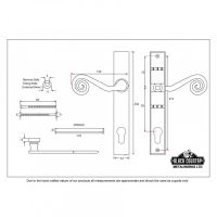 "Gelada" Slim Monkey tail Espagnolette Lock Set Left Hand Dimensions "Gelada" Slim Monkey tail Espagnolette Lock Set Left Hand Dimensions