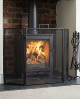 Square Simplistic Contemporary Brushed Gold Three Fold Fireguard