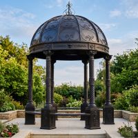 "Lady Christina" Deluxe Scrollwork Wrought Iron Gazebo Powder Coated in Midnight Black Digital Illustration