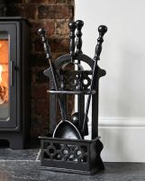 "Cothelstone" Black Victorian Fireplace Companion Set Digital illustration. 