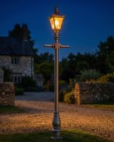 Silver Finish Harrogate Lamp Post 2.25m digital illustration at night Silver Finish Harrogate Lamp Post 2.25m digital illustration at night