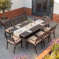 The "Sommelier" 8-Seater Outdoor Dining Set - Antique Copper Digital Illustration Dressed Table The "Sommelier" 8-Seater Outdoor Dining Set - Antique Copper Digital Illustration Dressed Table