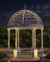 Deluxe Wrought Iron "Aurelia" Light French Cream Gazebo Digital Illustration At Night Deluxe Wrought Iron "Aurelia" Light French Cream Gazebo Digital Illustration At Night