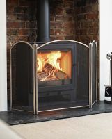 "Hanbury" Three Fold Black & Brushed Steel Fire Guard Digital Illustration