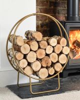 Gold Finish Log Holder in Situ by the Fire Digital Illustrationon
