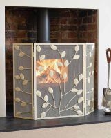 Cream Rectangular Three Fold Fire Guard with Leaf Pattern in Front of the Fireplace Digital illustration Cream Rectangular Three Fold Fire Guard with Leaf Pattern in Front of the Fireplace Digital illustration
