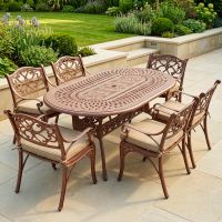 The "Montacute" 6-Seater Garden Dining Set - Antique Champagne Digital Illustration