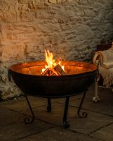 Iron Kadai Fire Bowl - 90cm Digital Illustration At Night Iron Kadai Fire Bowl - 90cm Digital Illustration At Night