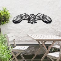 Geometric Barn Owl Wall Art in a Black Finish