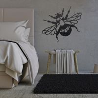 Geometric Iron Bumblebee Wall Art in Situ in a Bedroom Geometric Iron Bumblebee Wall Art in Situ in a Bedroom
