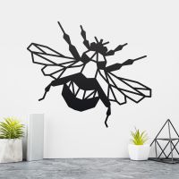 Geometric Iron Bumblebee Wall Art in Situ on a Cream Wall Geometric Iron Bumblebee Wall Art in Situ on a Cream Wall