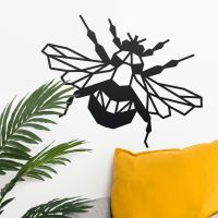 Geometric Iron Bumblebee Wall Art in Situ on a Cream Wall Geometric Iron Bumblebee Wall Art in Situ on a Cream Wall