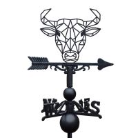 Geometric Bull Weathervane on White Background