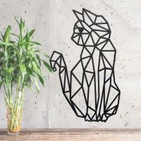 Geometric Cat Steel Wall Art in Situ 