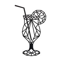 Geometric Steel Cocktail Glass Wall Art in Black  Geometric Steel Cocktail Glass Wall Art in Black